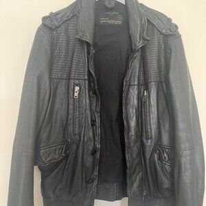 All saints black leather jacket. Men’s medium
